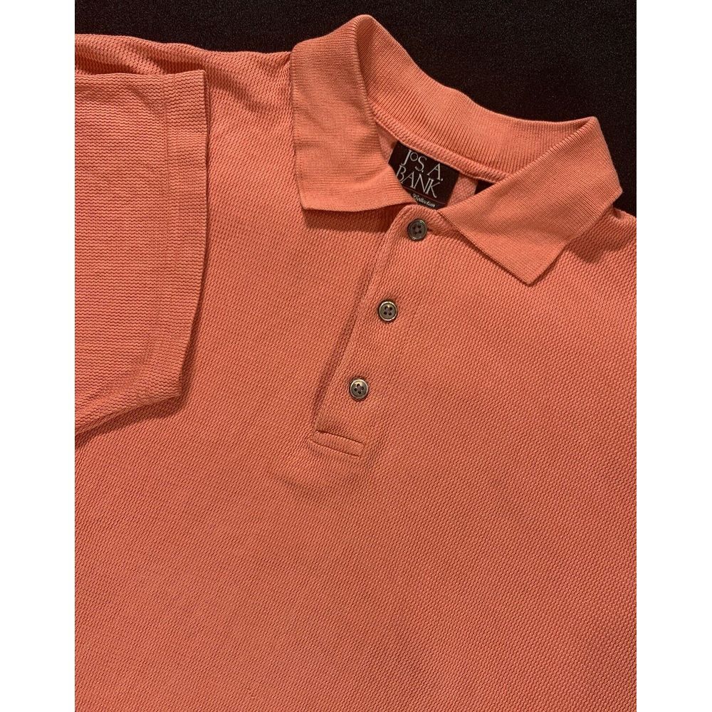 Jos A‎ Bank Signature Collection Men's Sz M Coral Pink Polo Shirt Silk Blend